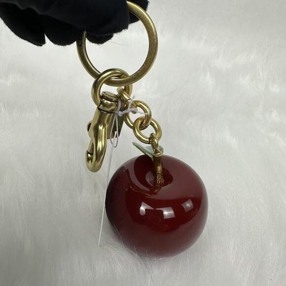 Coach Small Resin Apple Bag Charm In Brass / Red Multi NWT CY399 - Picture 6 of 9